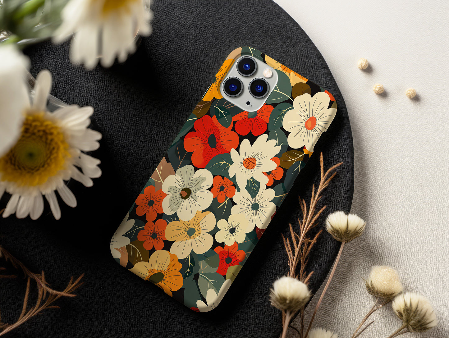 Sunset Garden – Retro Bloom Phone Case
