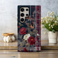 Midnight Rose Tartan – Vintage Floral Plaid Phone Case