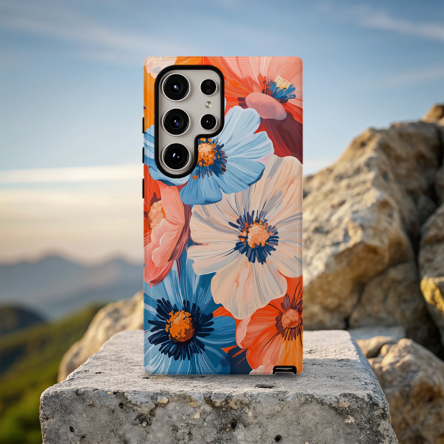 Sunset Bloomscape – Bold Abstract Floral Phone Case