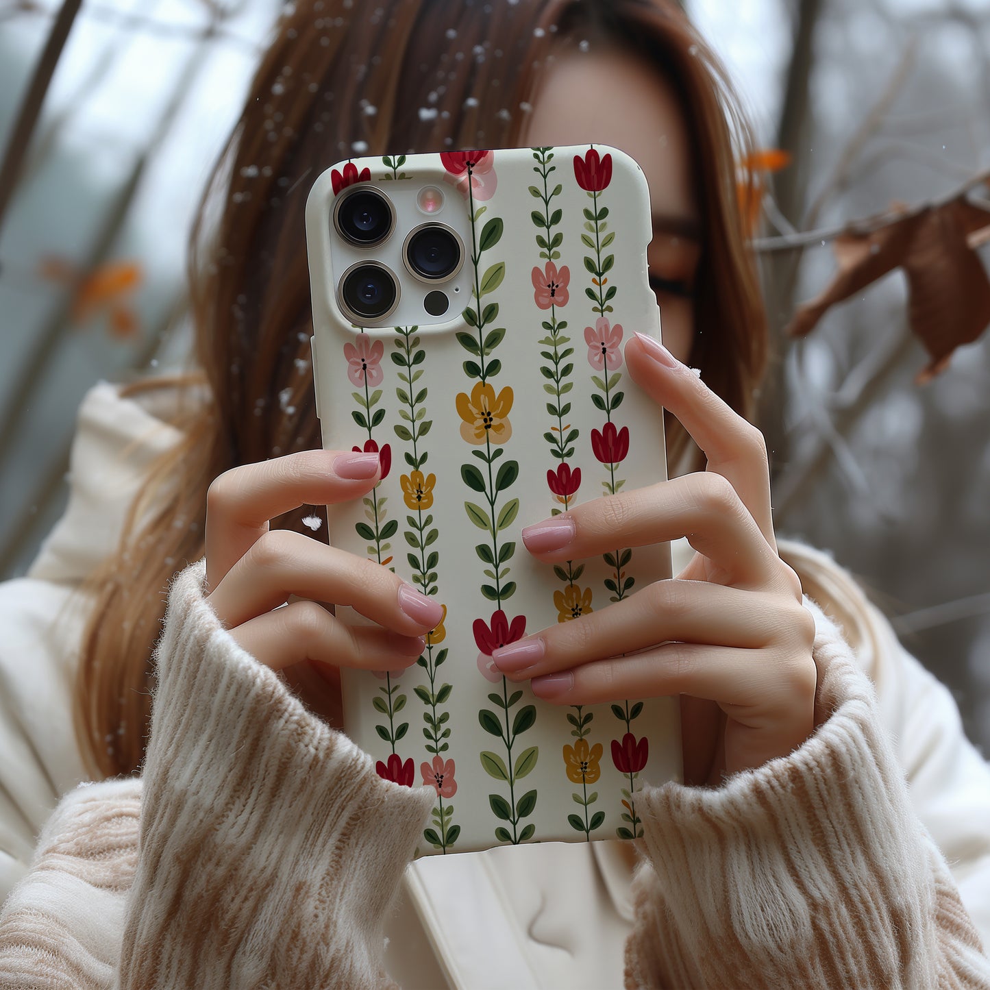 Folk Garden Bloom – Modern Floral Stripe Case