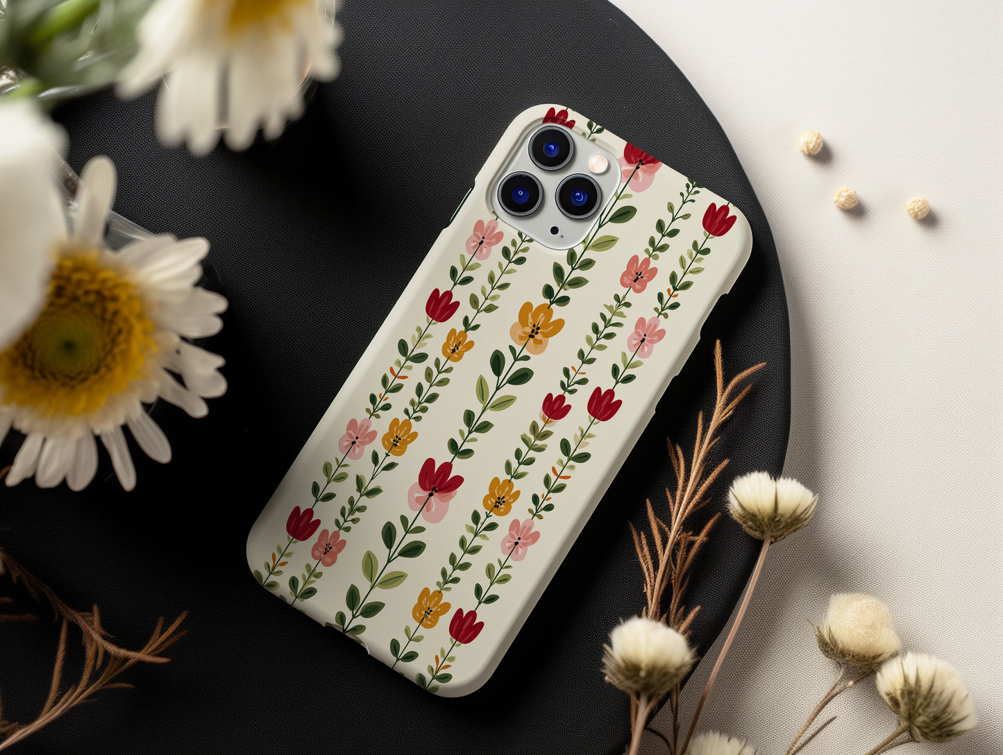 Folk Garden Bloom – Modern Floral Stripe Case