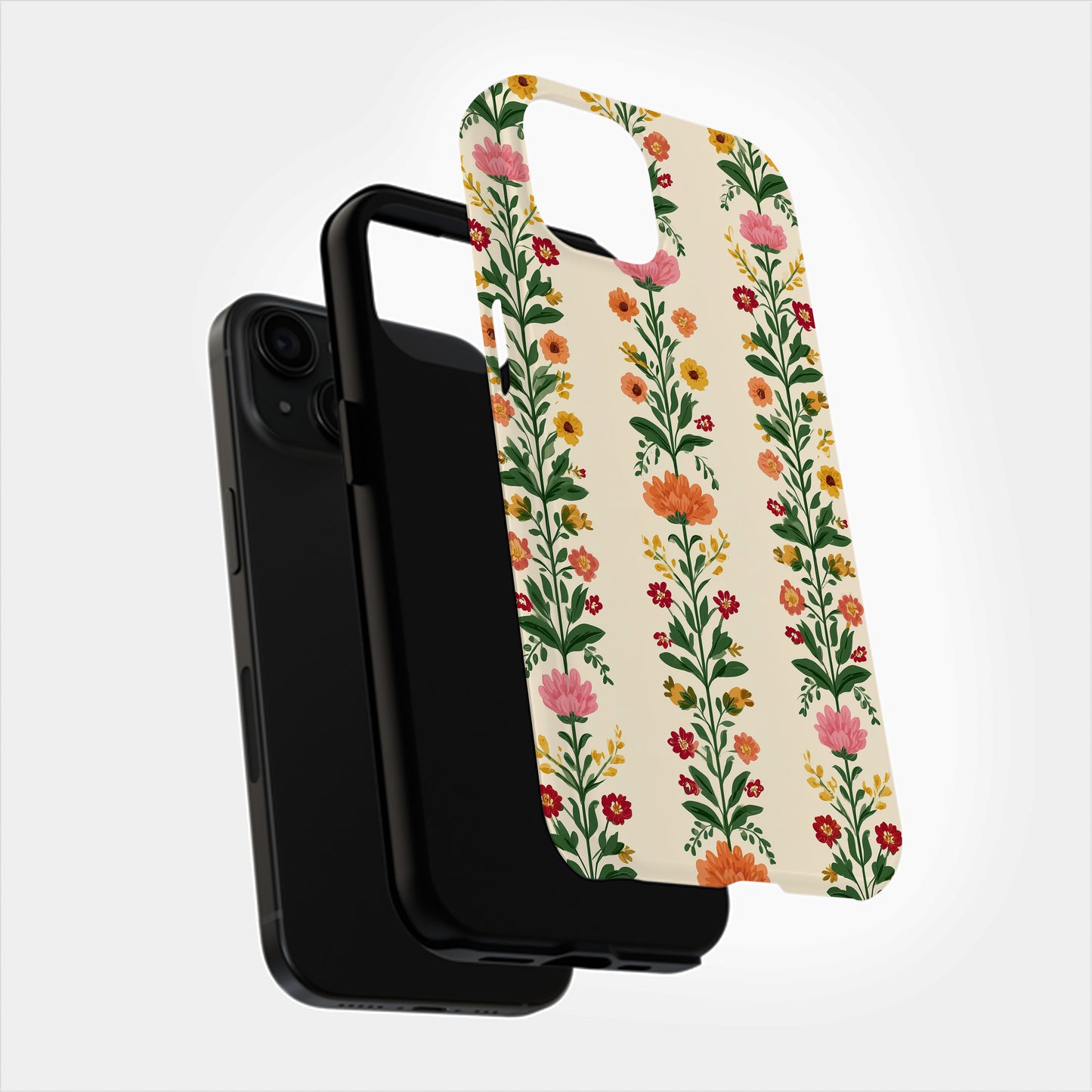 Nordic Garden Stripes – Scandinavian Folk Floral Case