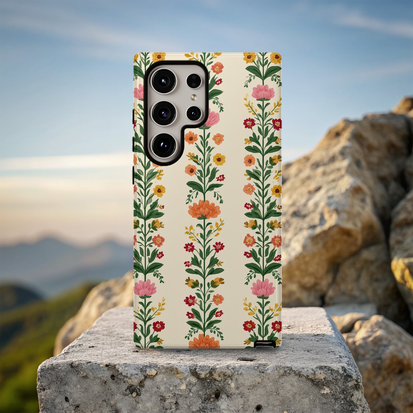 Nordic Garden Stripes – Scandinavian Folk Floral Case