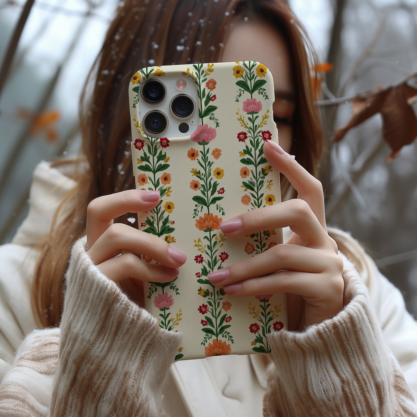 Nordic Garden Stripes – Scandinavian Folk Floral Case