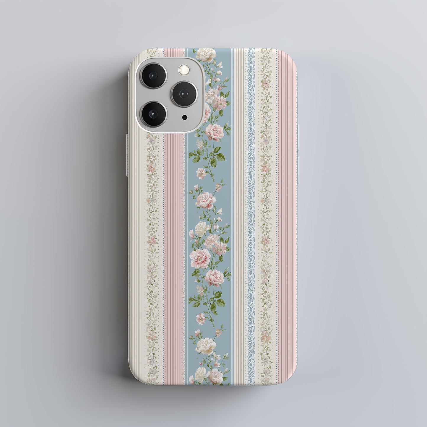Rose Lace Reverie – Shabby Chic Floral Stripe Case