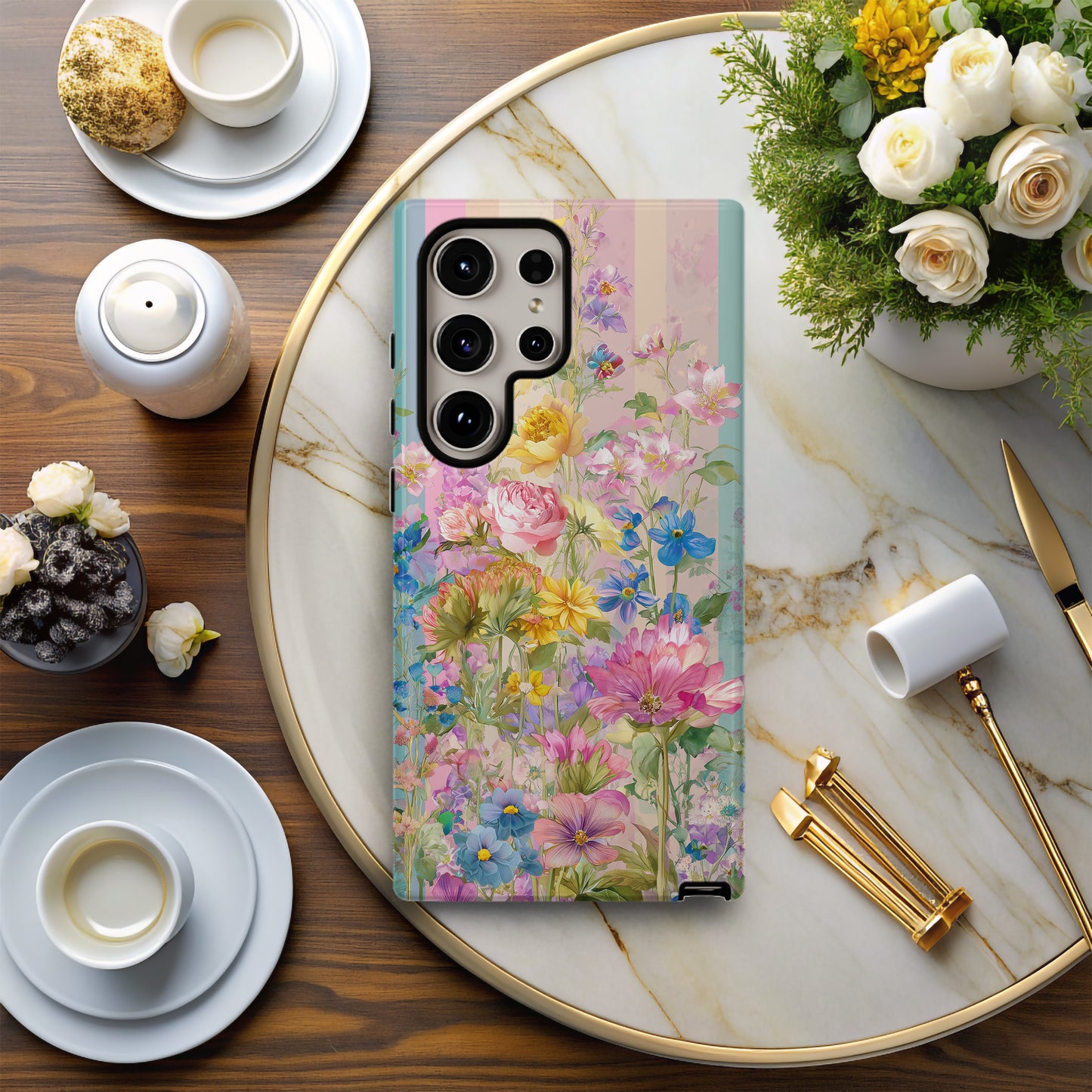 Pastel Bloom Dream – Whimsical Rainbow Garden Case