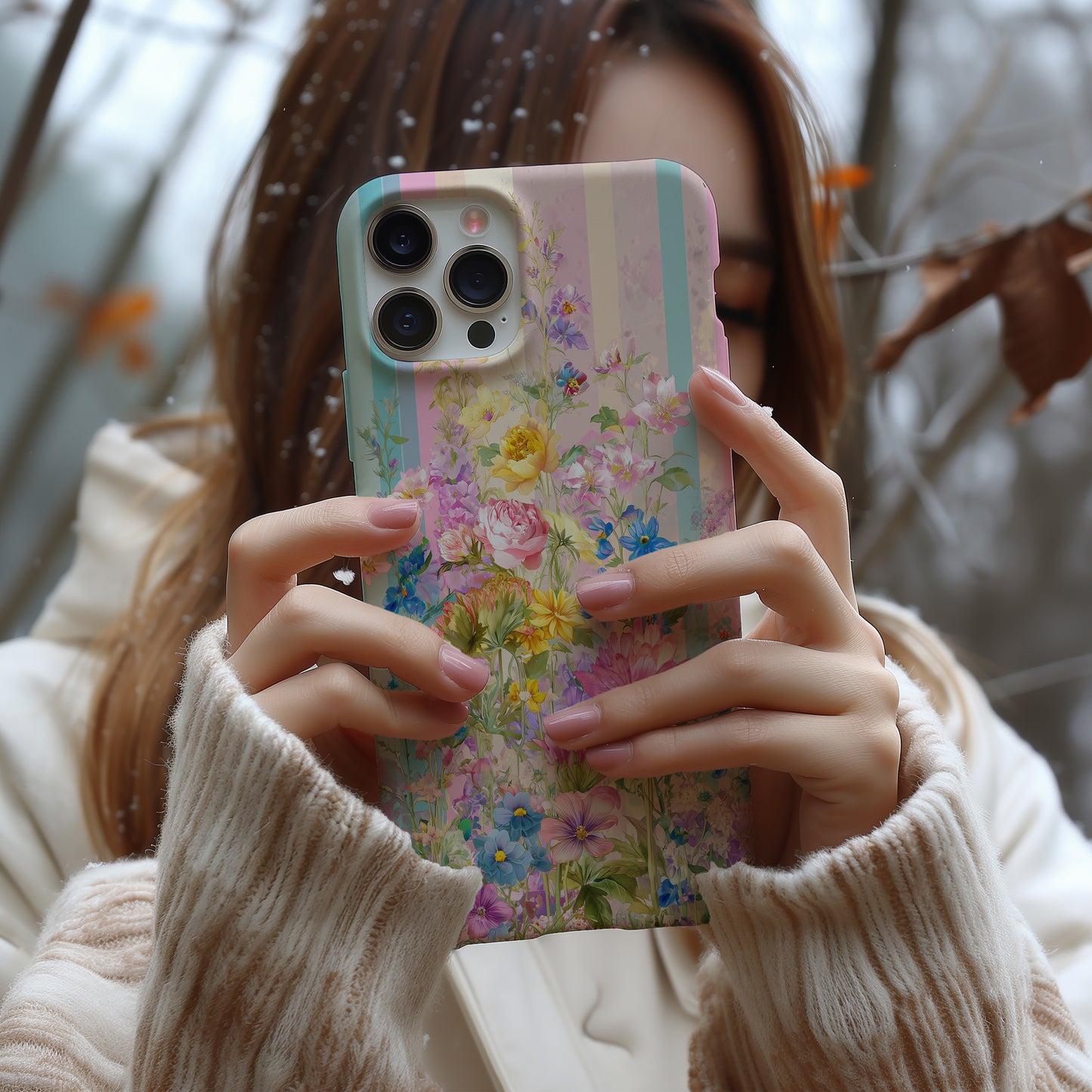 Pastel Bloom Dream – Whimsical Rainbow Garden Case