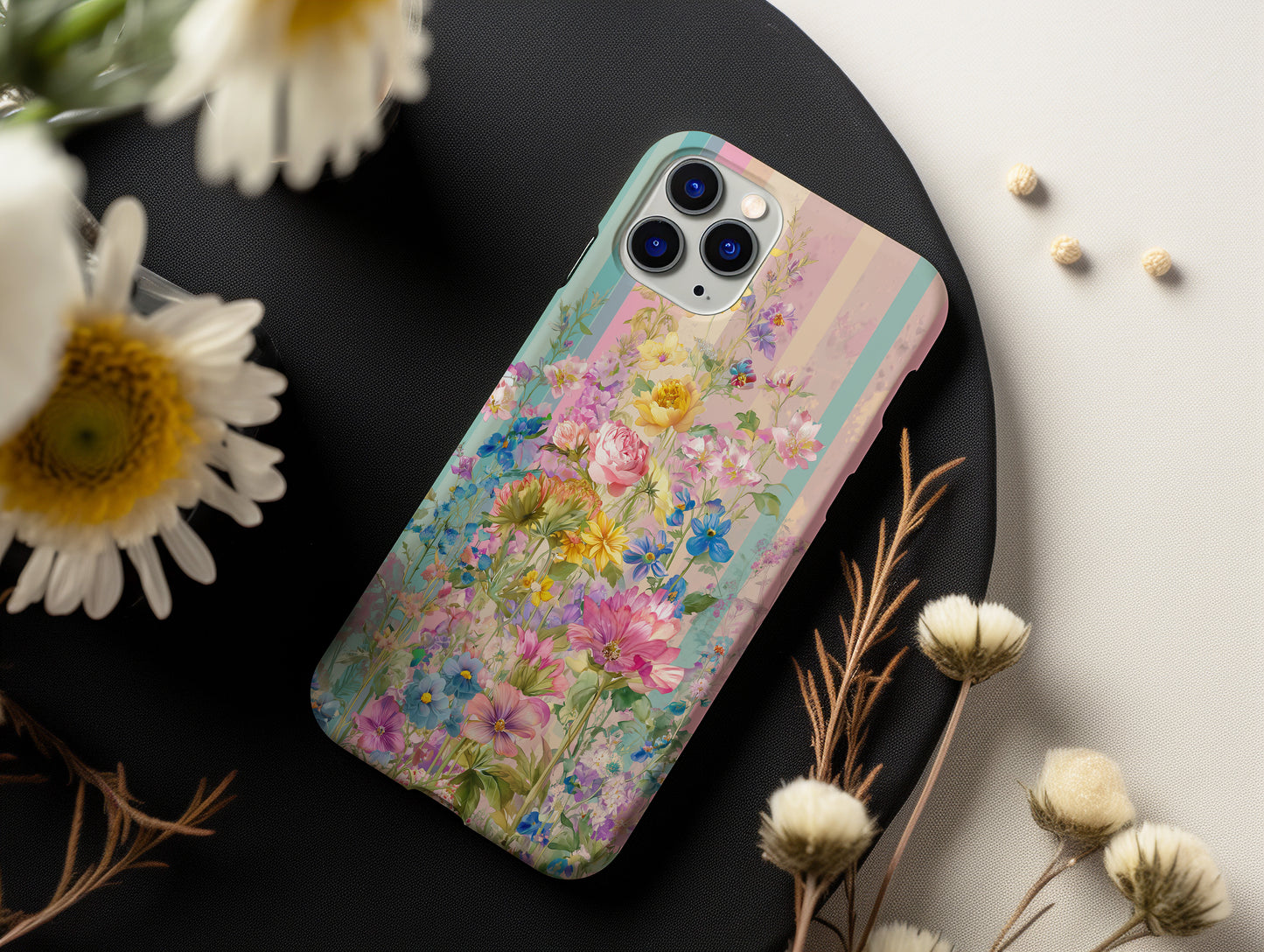 Pastel Bloom Dream – Whimsical Rainbow Garden Case