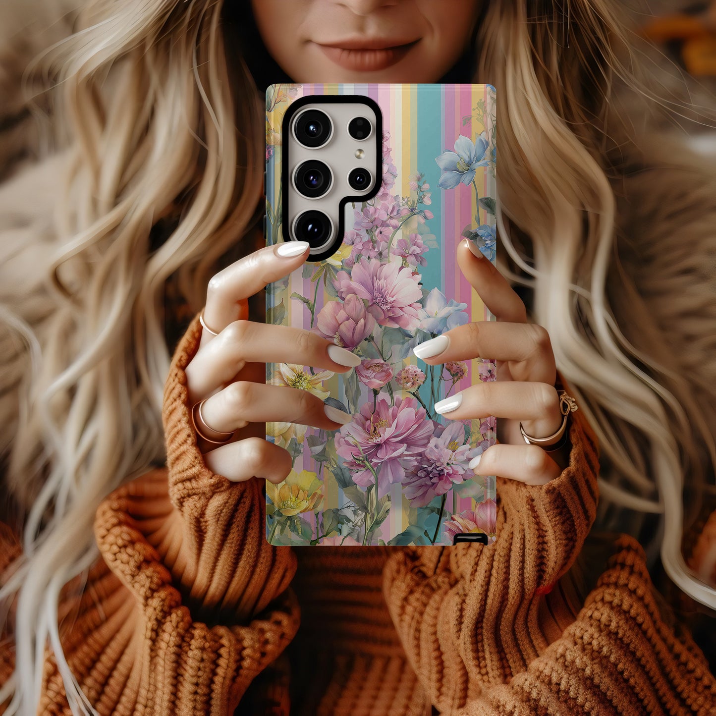 Radiant Petal Parade – Bold & Beautiful Rainbow Floral Case