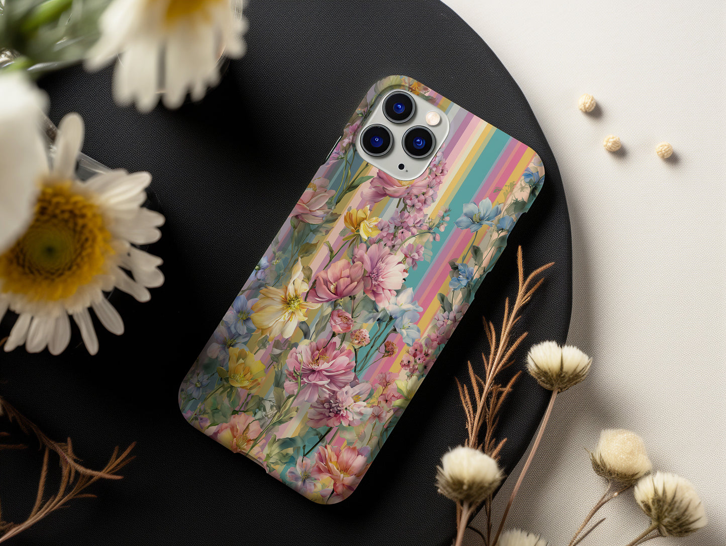 Radiant Petal Parade – Bold & Beautiful Rainbow Floral Case