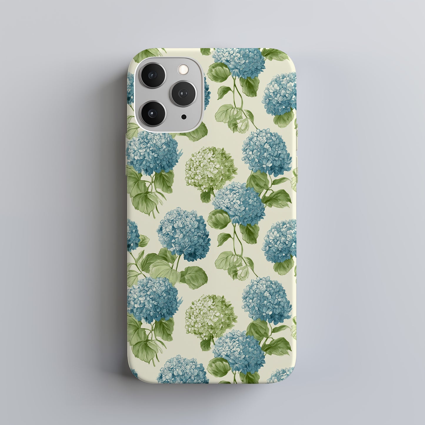 Pastel Hydrangea Charm – Hand-Drawn Floral Case