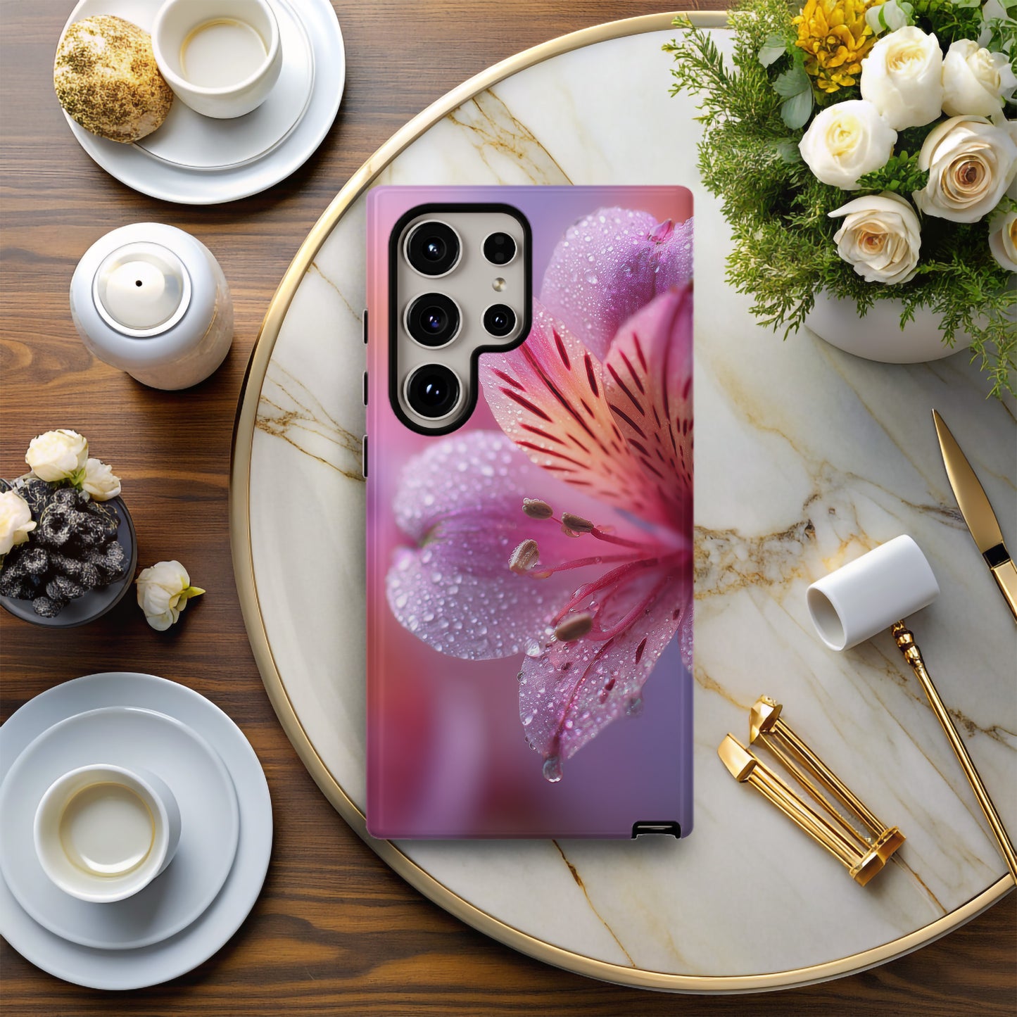 Dew Kissed Elegance – Macro Pink Lily Bloom Phone Case
