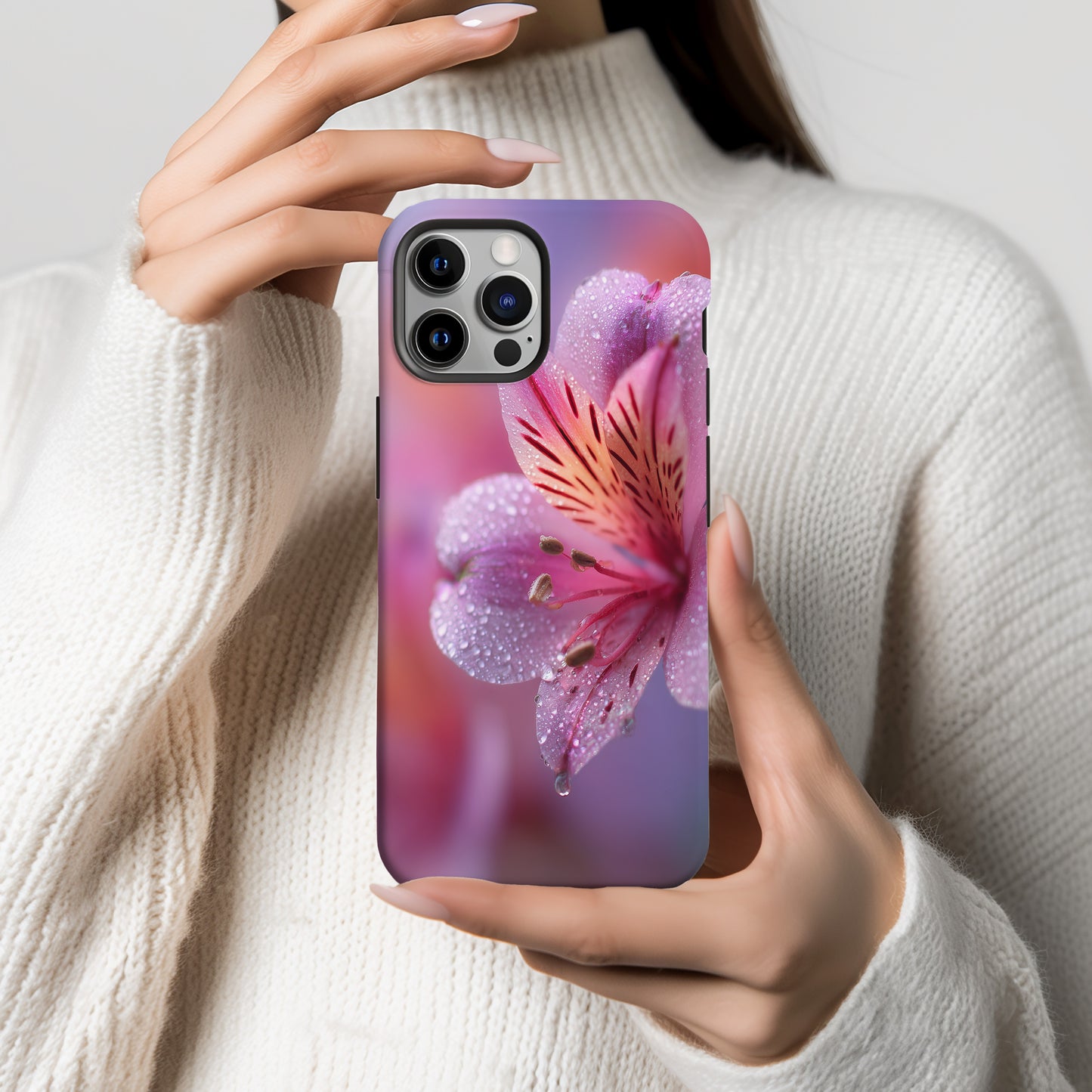 Dew Kissed Elegance – Macro Pink Lily Bloom Phone Case