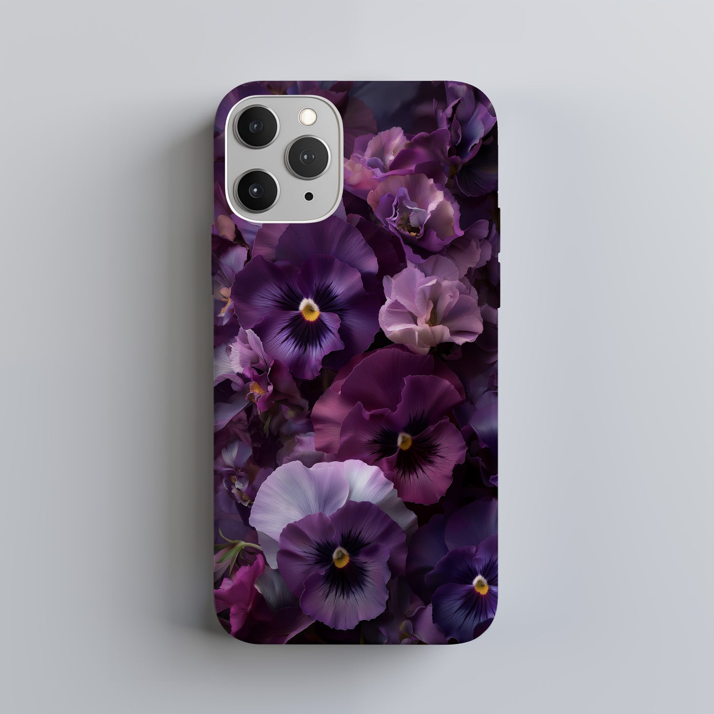 Velvet Bloom – Monochrome Violet Pansy Phone Case