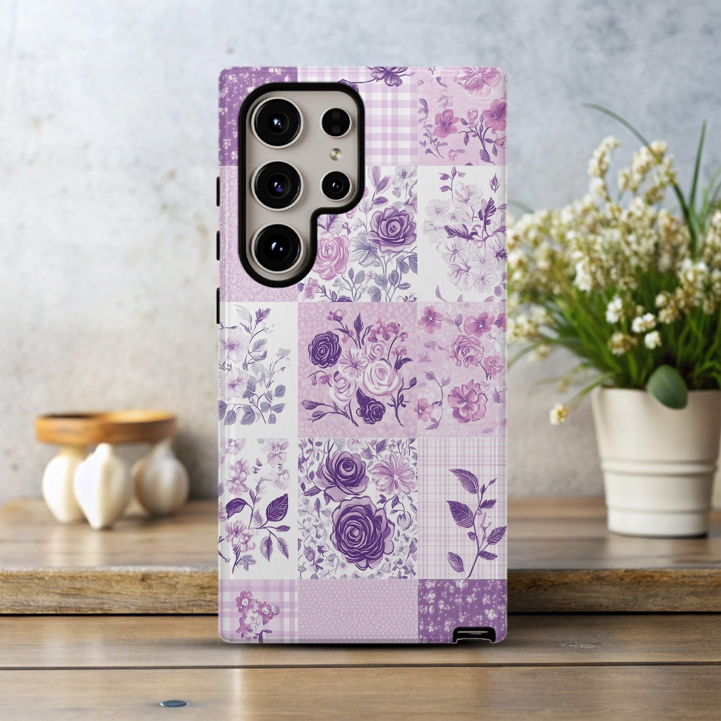 Lavender Lace Patchwork Floral Phone Case