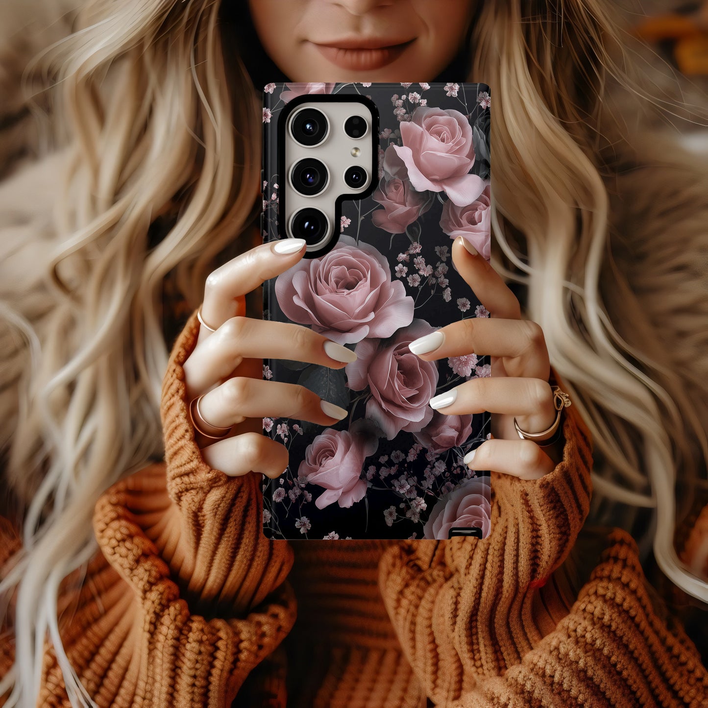 Midnight Blush Bloom Phone Case