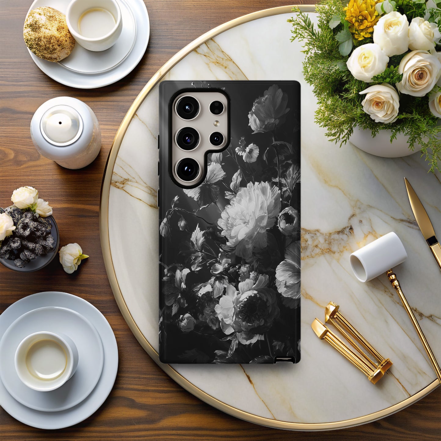 Midnight Reverie: Noir Blossom Elegance
