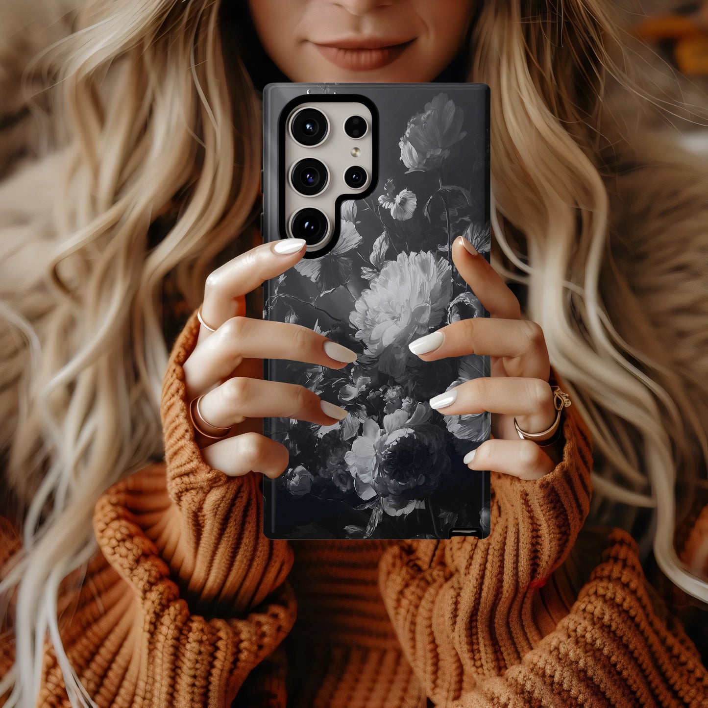 Midnight Reverie: Noir Blossom Elegance