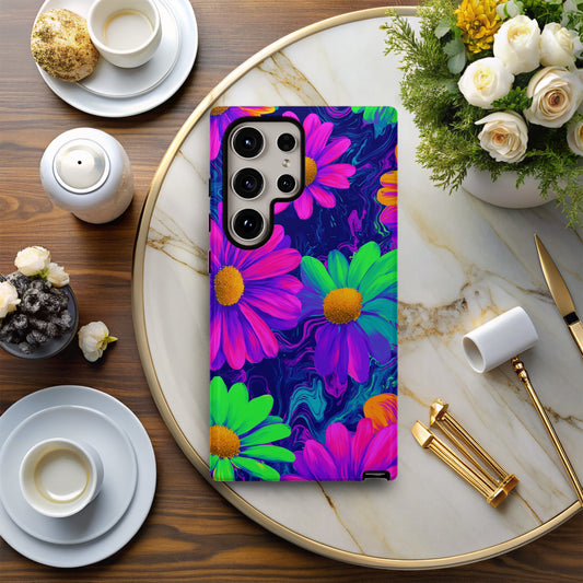 Electric Bloom: Y2K Neon Daisy Dreamscape