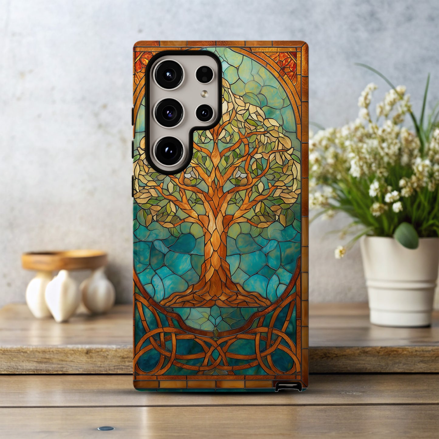 Eternal Roots – Celtic Tree of Life in Stained Glass