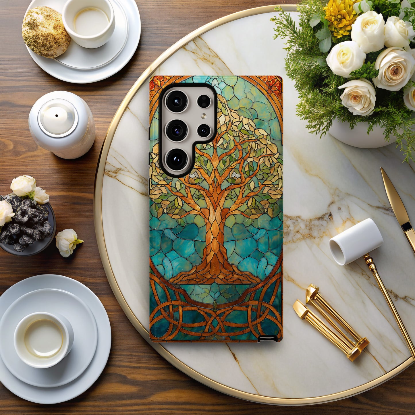Eternal Roots – Celtic Tree of Life in Stained Glass