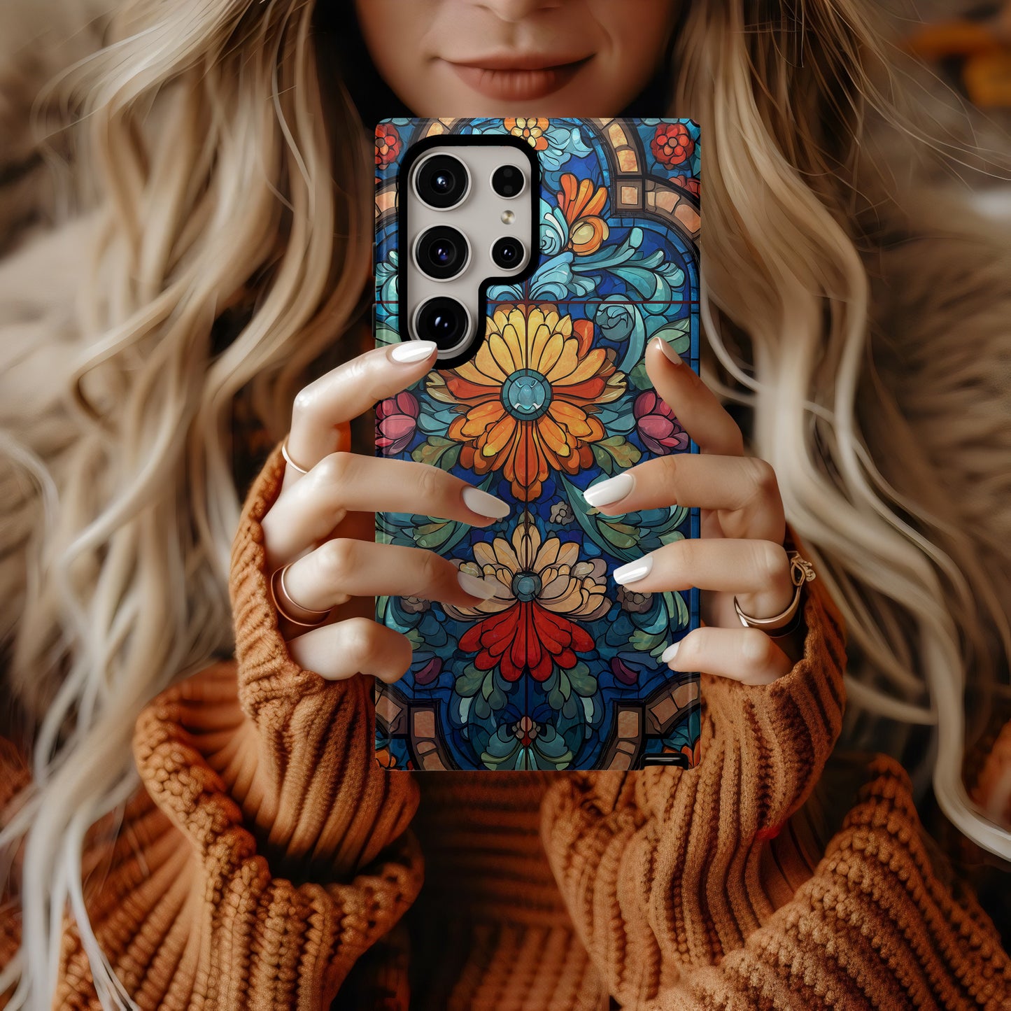 Radiance in Bloom – Art Deco Floral Stained Glass Elegance