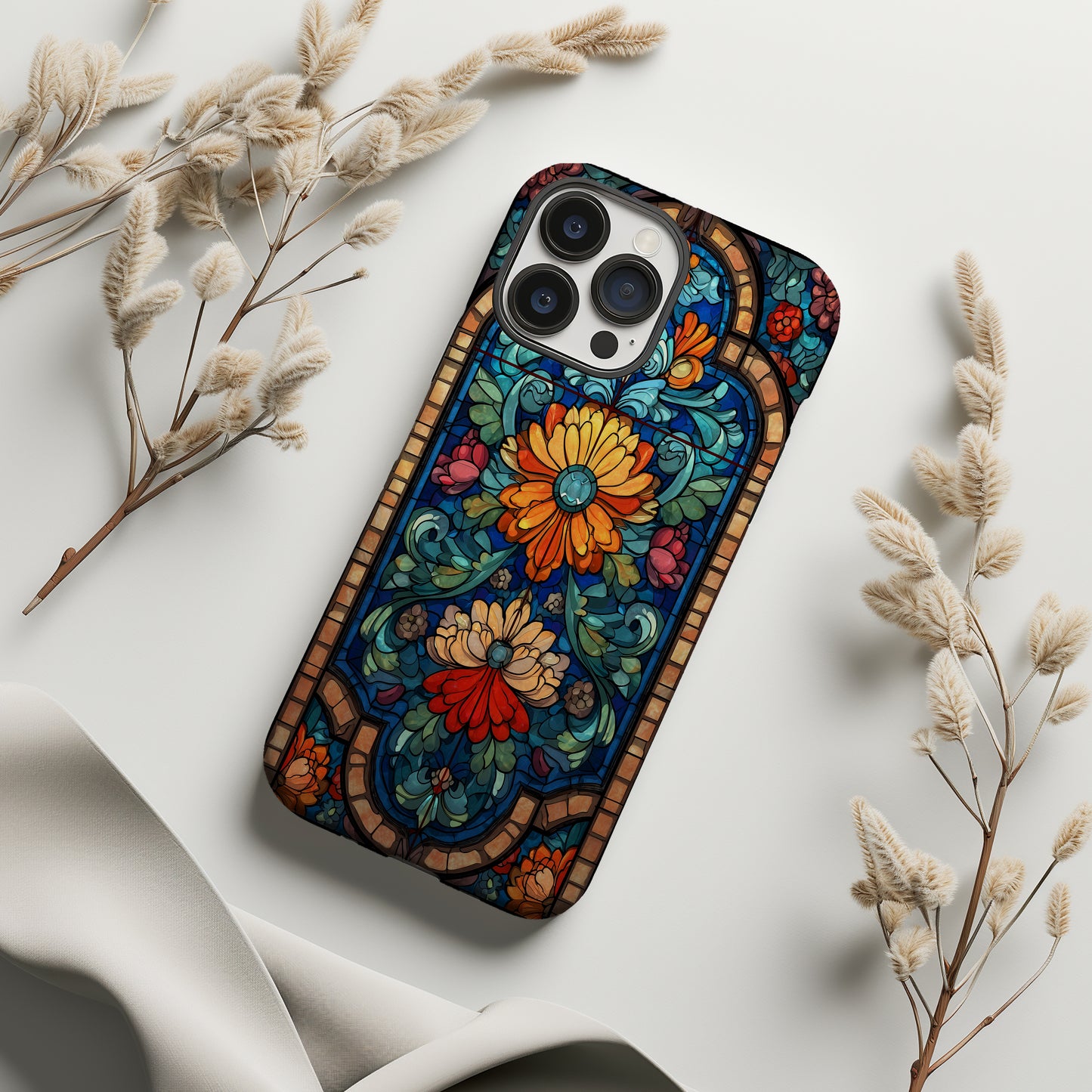Radiance in Bloom – Art Deco Floral Stained Glass Elegance