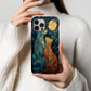Moonlit Companions – Twin Cats in Stained Glass Splendor