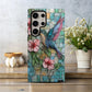 Radiant Hummingbird & Hibiscus Stained Glass Phone Case