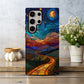 Starlit Journey Phone Case – Golden Road Under a Cosmic Sky in Stained Glass