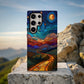 Starlit Journey Phone Case – Golden Road Under a Cosmic Sky in Stained Glass