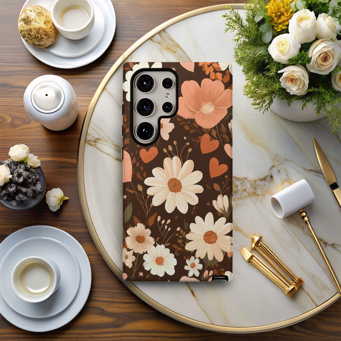 Boho Hearts & Blossoms Floral Phone Case