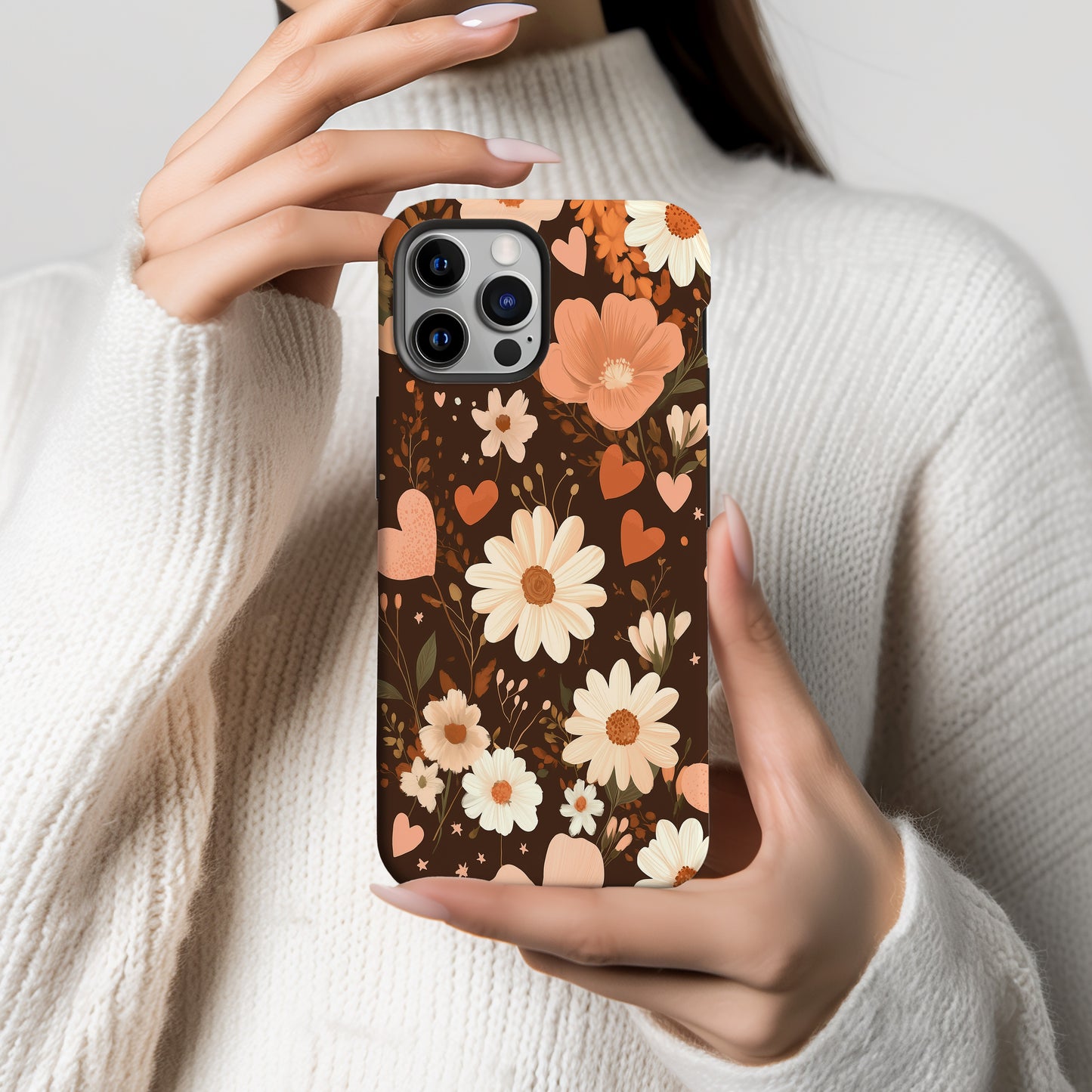 Boho Hearts & Blossoms Floral Phone Case