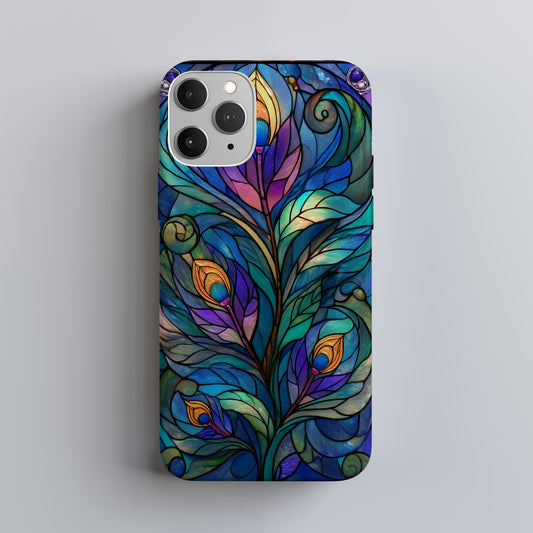 Jewel-Tone Nouveau Bloom Stained Glass Phone Case  Description: