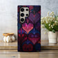 Crimson Twilight Heart Stained Glass Phone Case