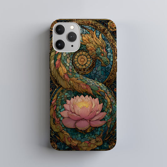 Mythic Dragon & Lotus Stained Glass Phone Case
