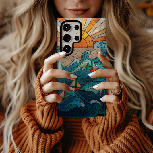 Ocean Sunrise Stained Glass Phone Case
