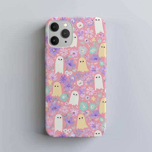 Floral Ghost Aesthetic Phone Case – Cute Pastel Protective Case