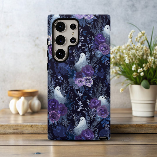 Midnight Ghost Floral Phone Case – Dark Aesthetic Protective Case