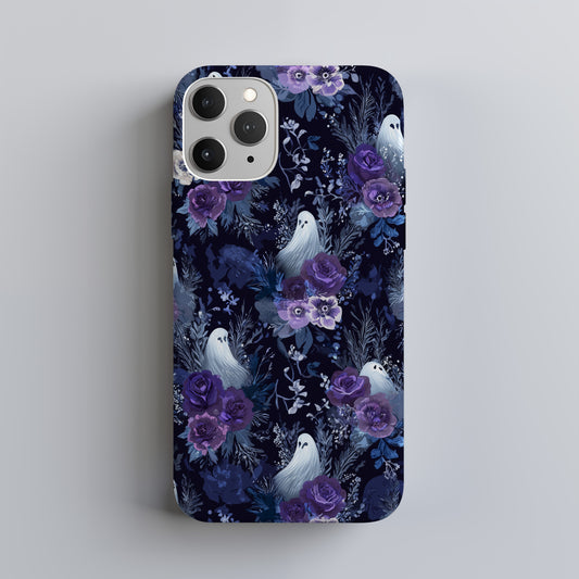 Midnight Ghost Floral Phone Case – Dark Aesthetic Protective Case