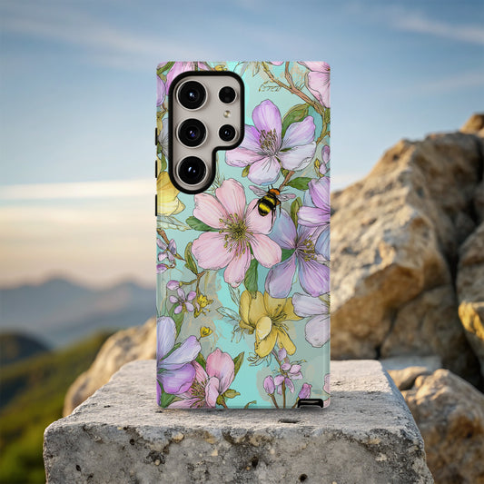 Spring Blossom Bee Phone Case – Pastel Floral Aesthetic Protective Case