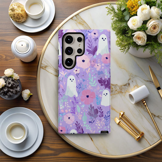 Lavender Ghost Floral Phone Case – Cute Pastel Purple Aesthetic Protective Case