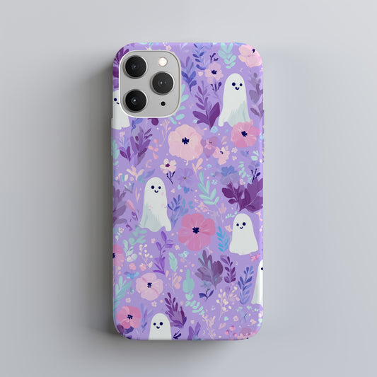 Lavender Ghost Floral Phone Case – Cute Pastel Purple Aesthetic Protective Case