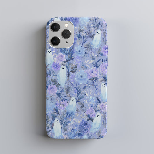 Blue Ghost Floral Phone Case – Pastel Gothic Aesthetic Protective Case