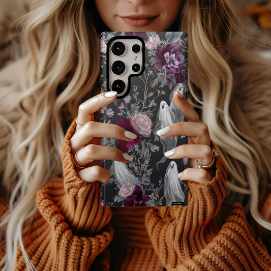 Gothic Ghost Rose Phone Case – Dark Floral Aesthetic Protective Case
