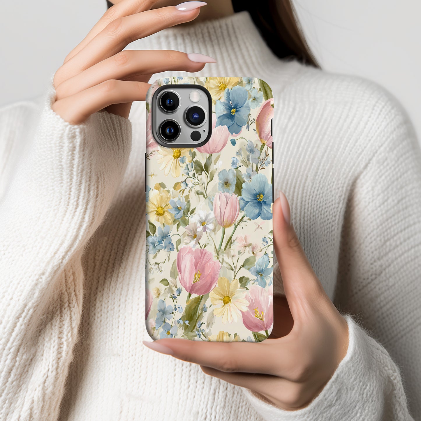 Spring Blossom Garden Protective Phone Case – Pastel Floral Design