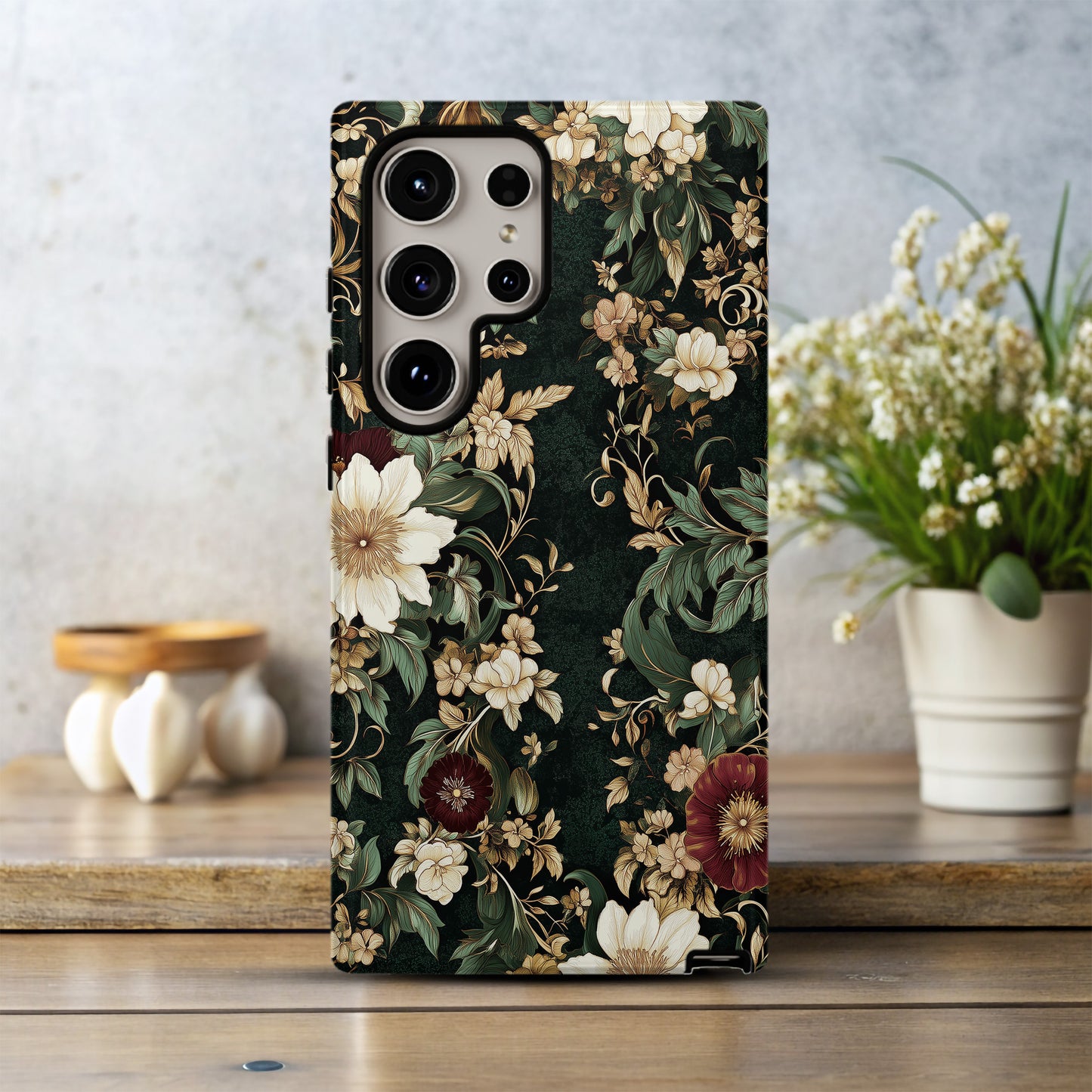 Luxury Midnight Floral Phone Case – Elegant Dark Botanical Design