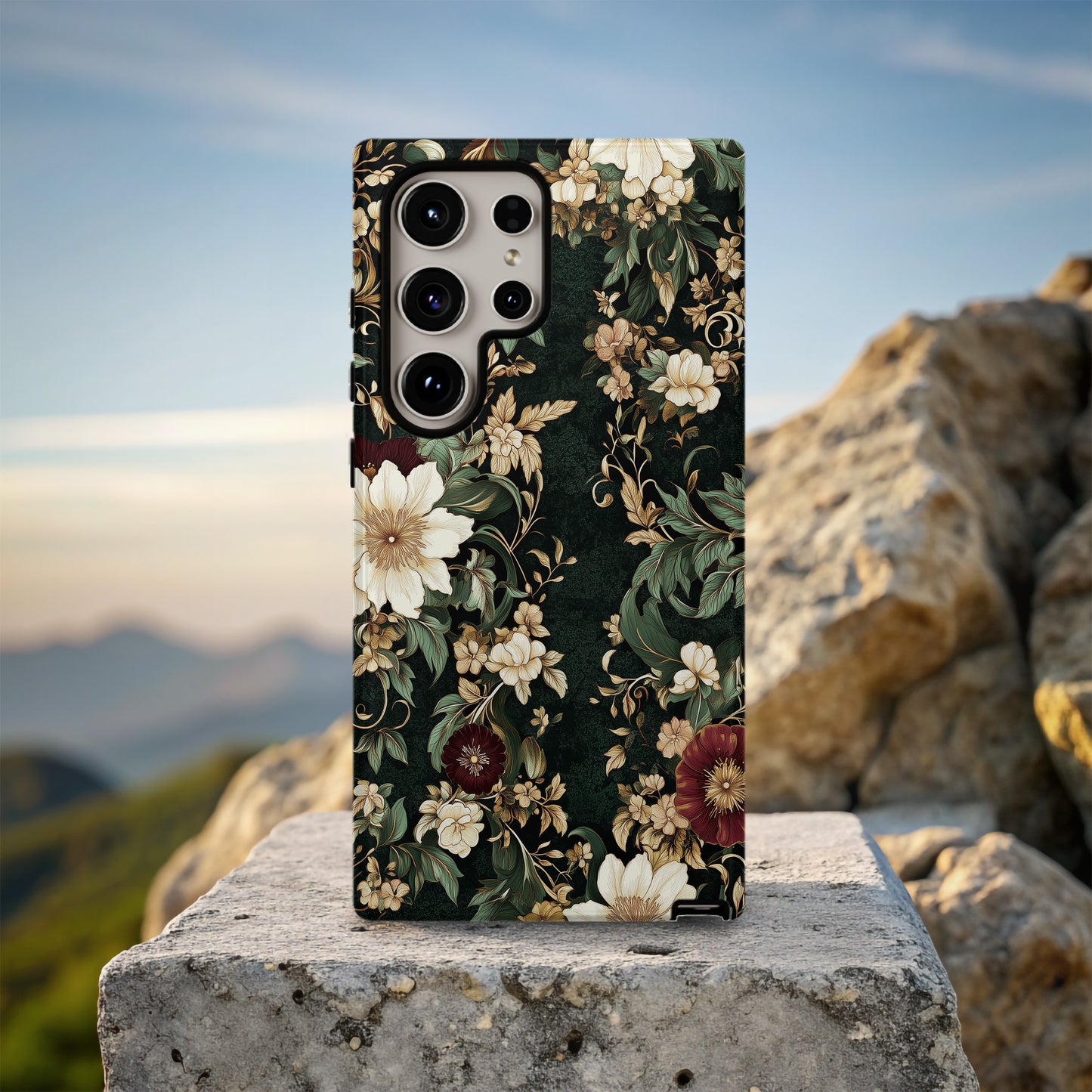 Luxury Midnight Floral Phone Case – Elegant Dark Botanical Design