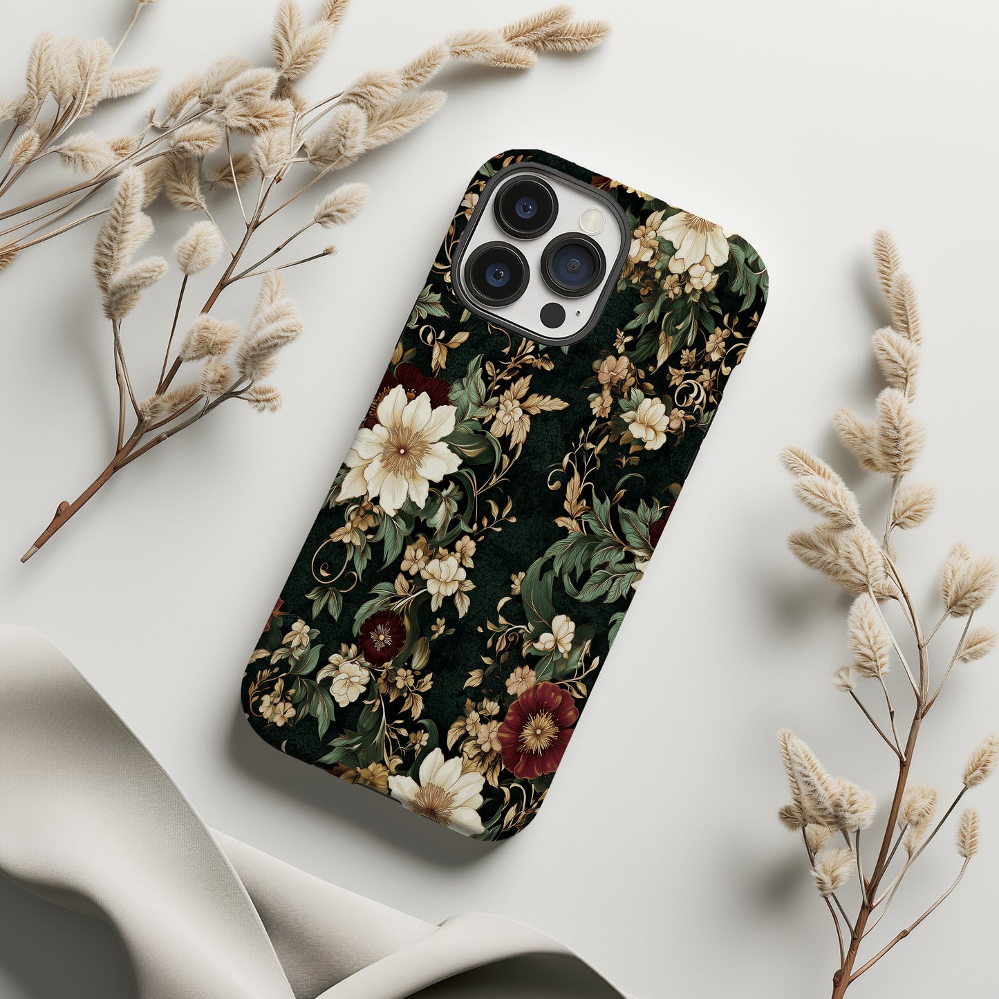 Luxury Midnight Floral Phone Case – Elegant Dark Botanical Design