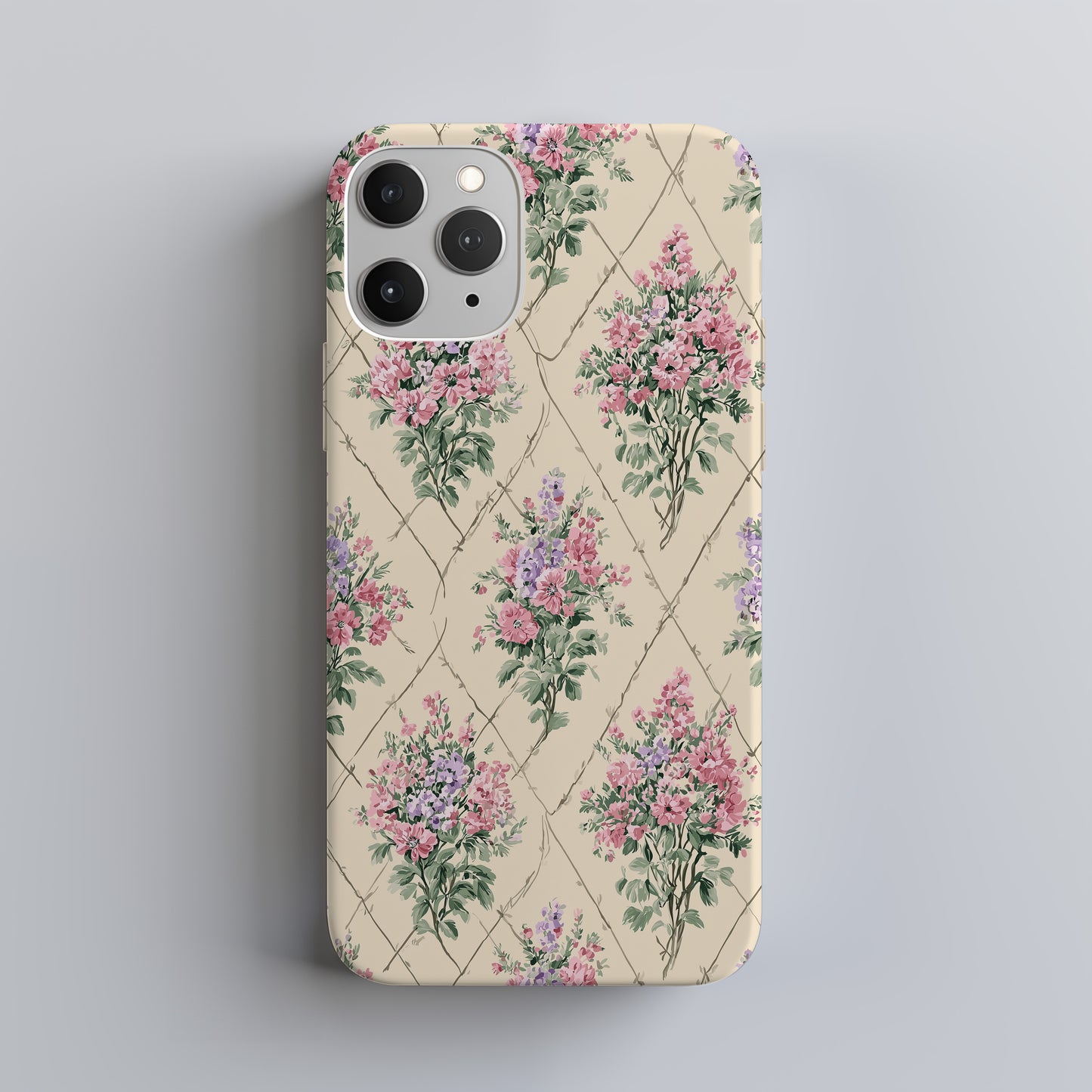 Cottage Garden Floral Phone Case – Vintage Pink & Lavender Bouquet